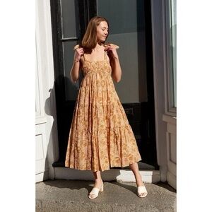 Ulla Johnson Cordelia Floral Tie Strap Midi Dress Size 0 Boho Anthropologie